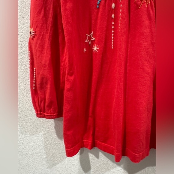 Johnny Was Embroidered Floral Heart Eyes Stars Pink Quarter Sleeves Boho Top XS - Picture 11 of 16